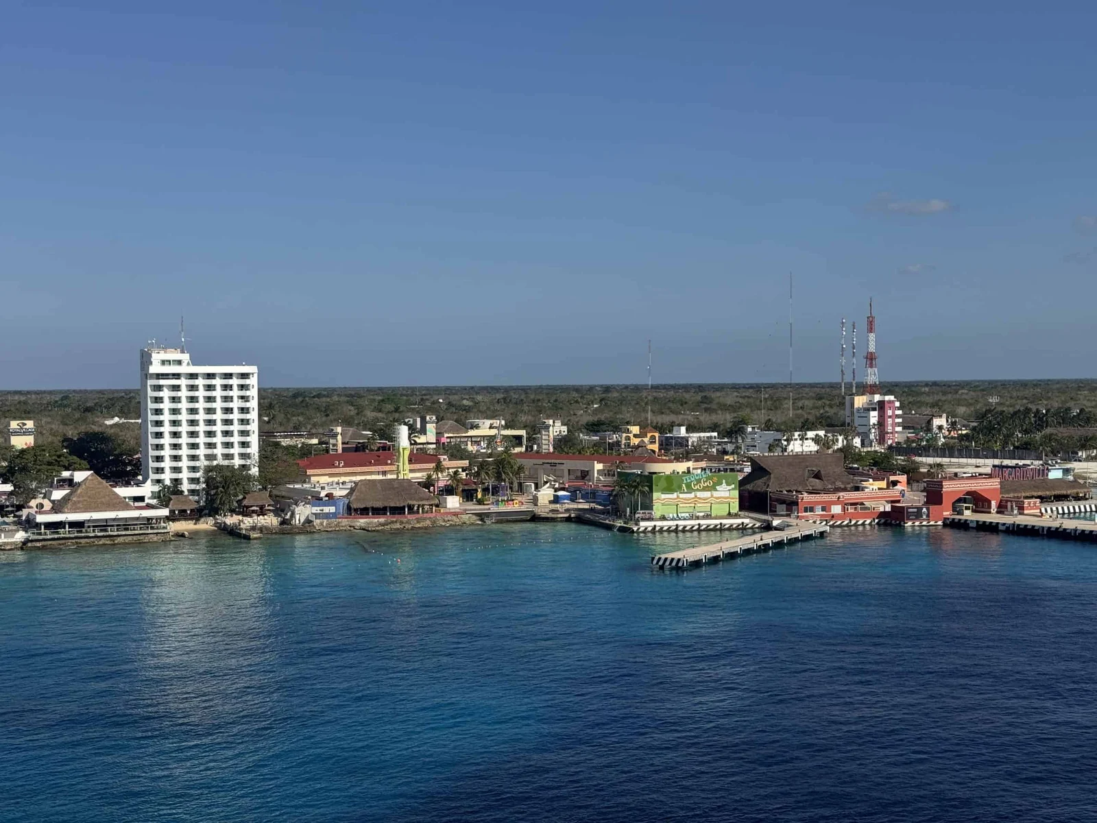 Coastal town with colourful buildings