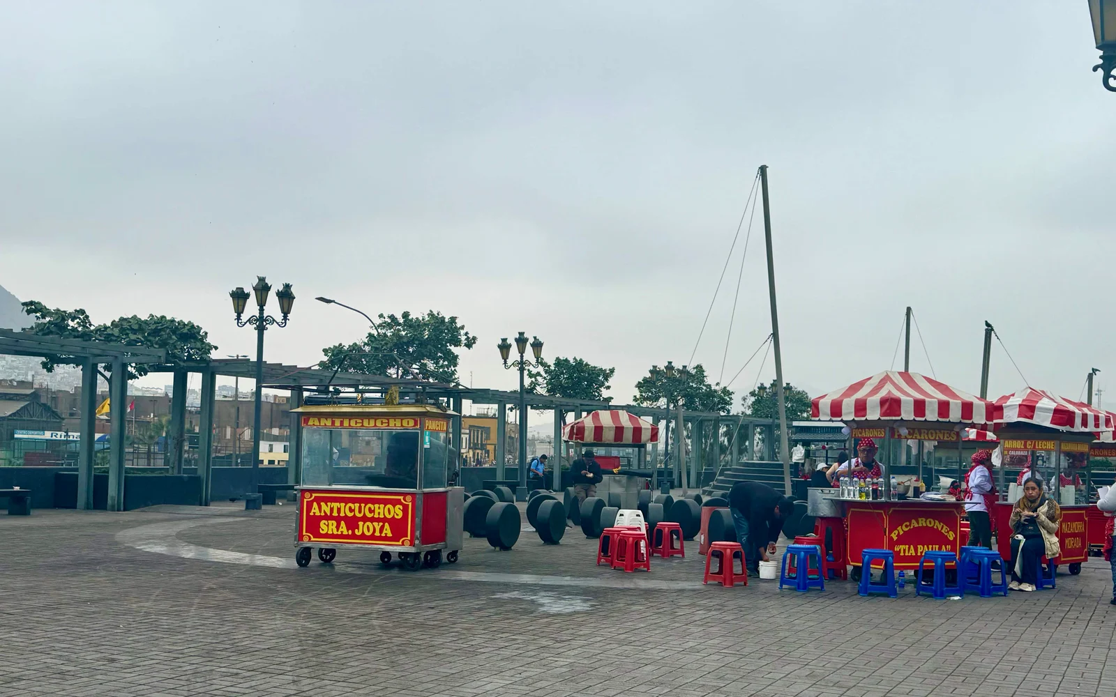 Street food stalls in plaza