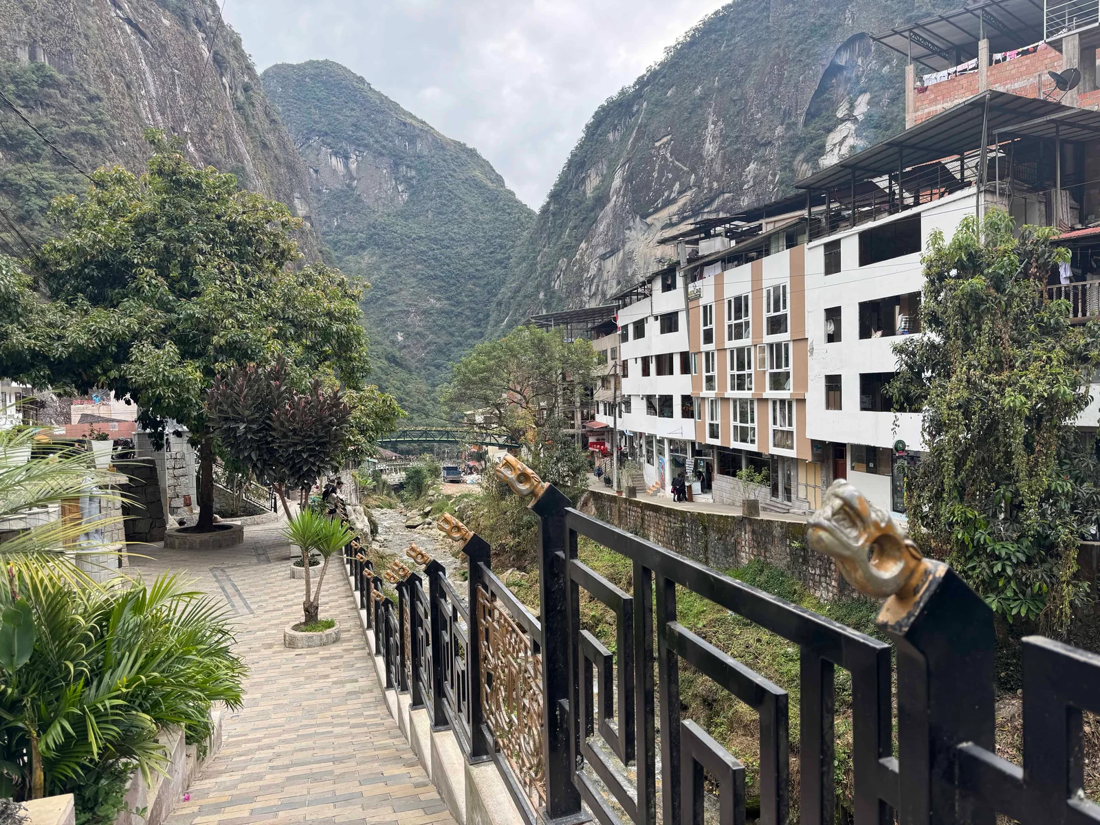 Mountain town with modern buildings