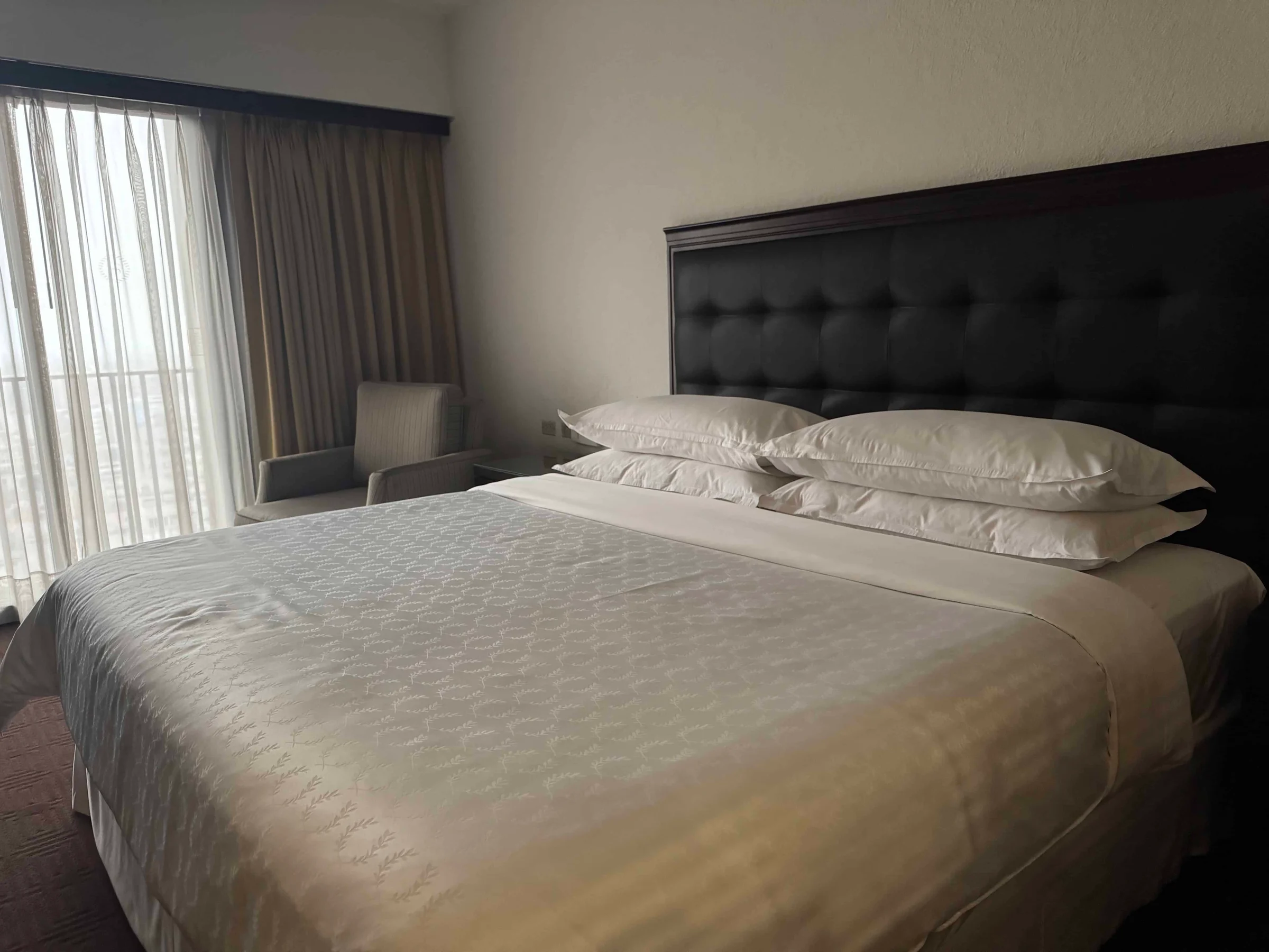 Hotel room with large bed