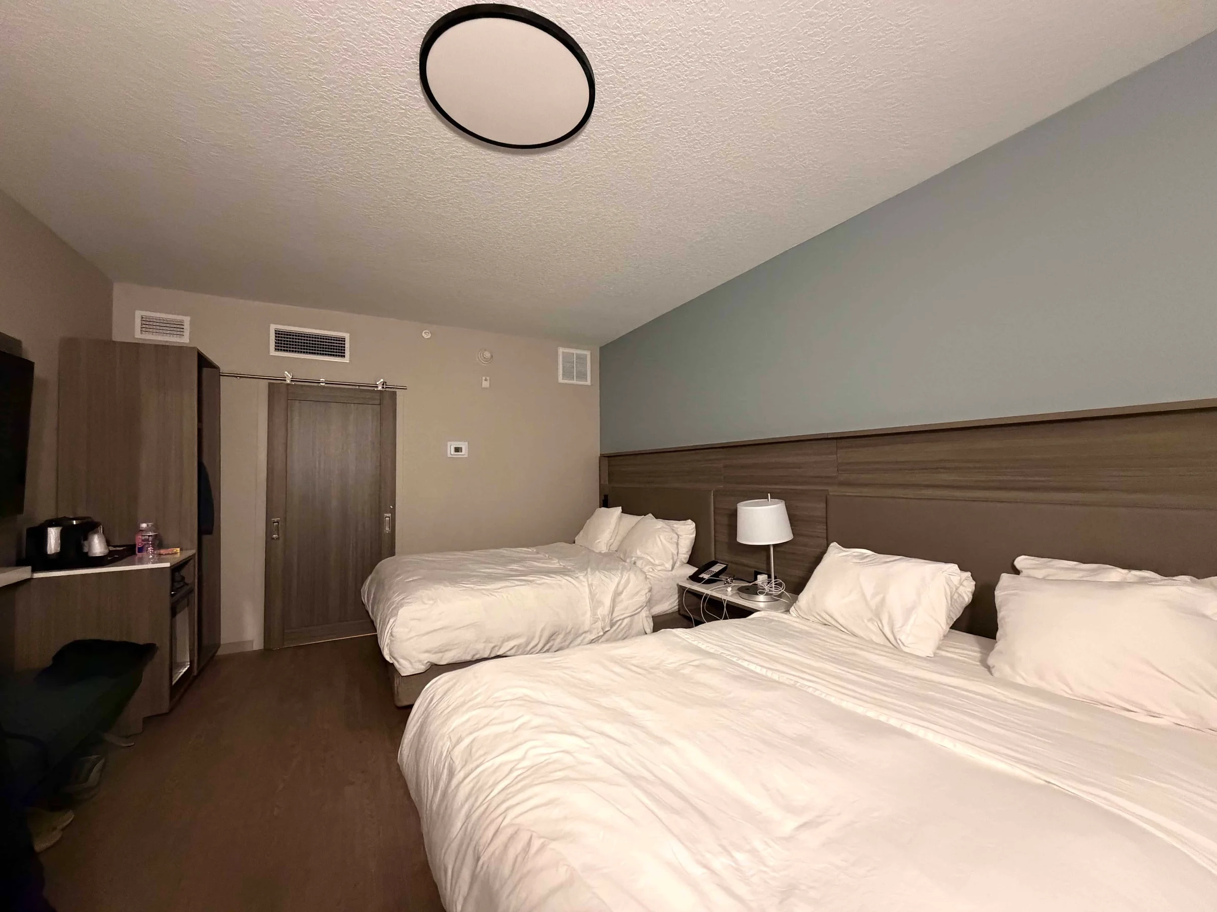Hotel room with two beds