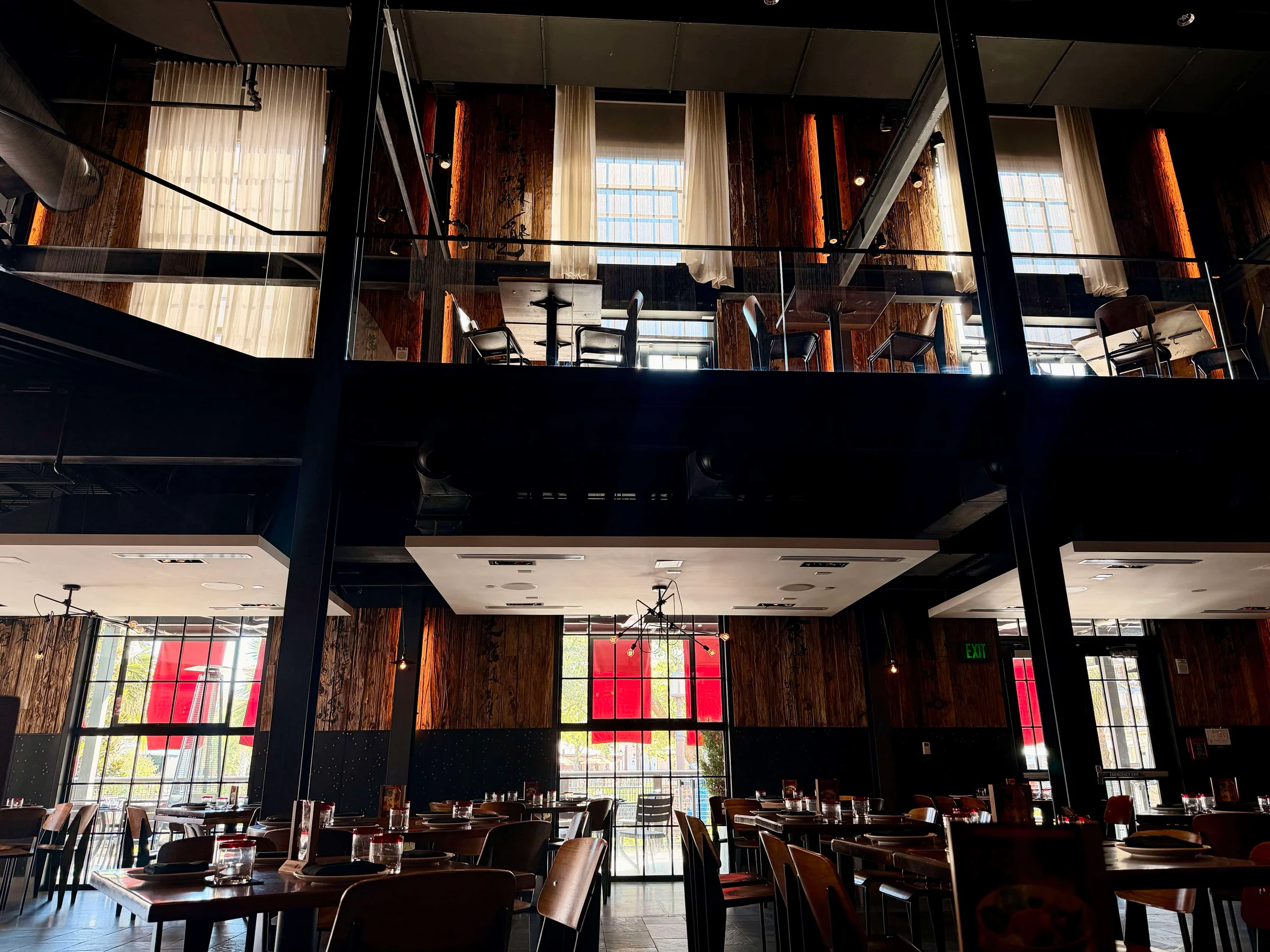 Two storey wooden interior restaurant