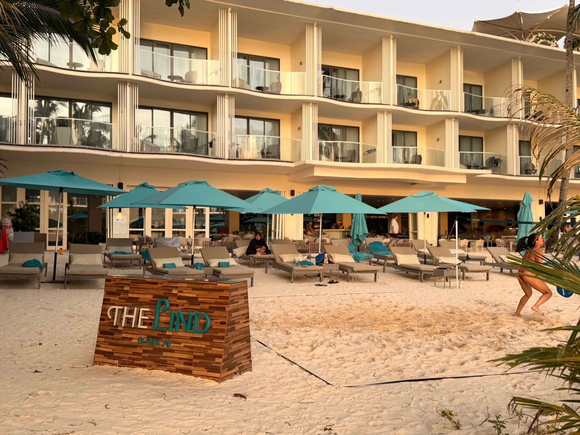 Beachfront hotel with sun loungers