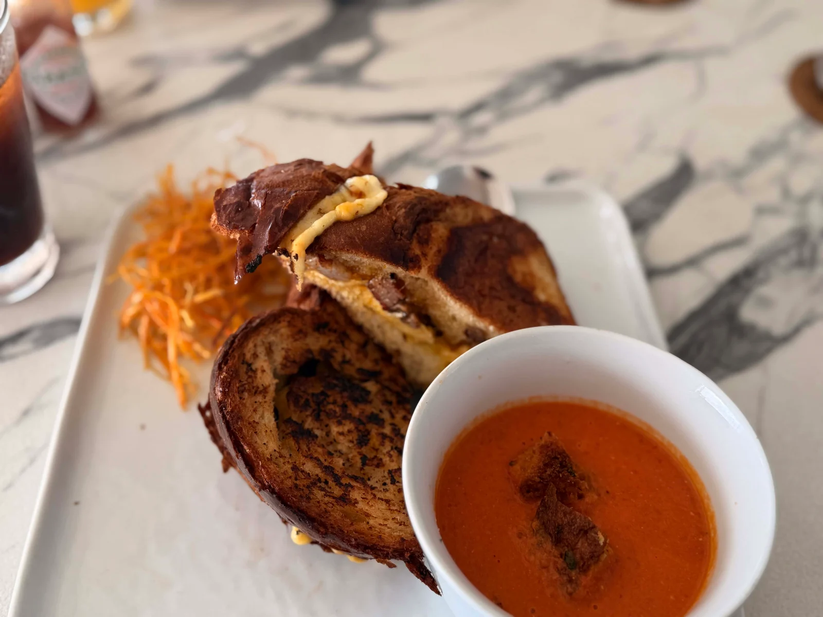 Grilled cheese sandwich with tomato soup