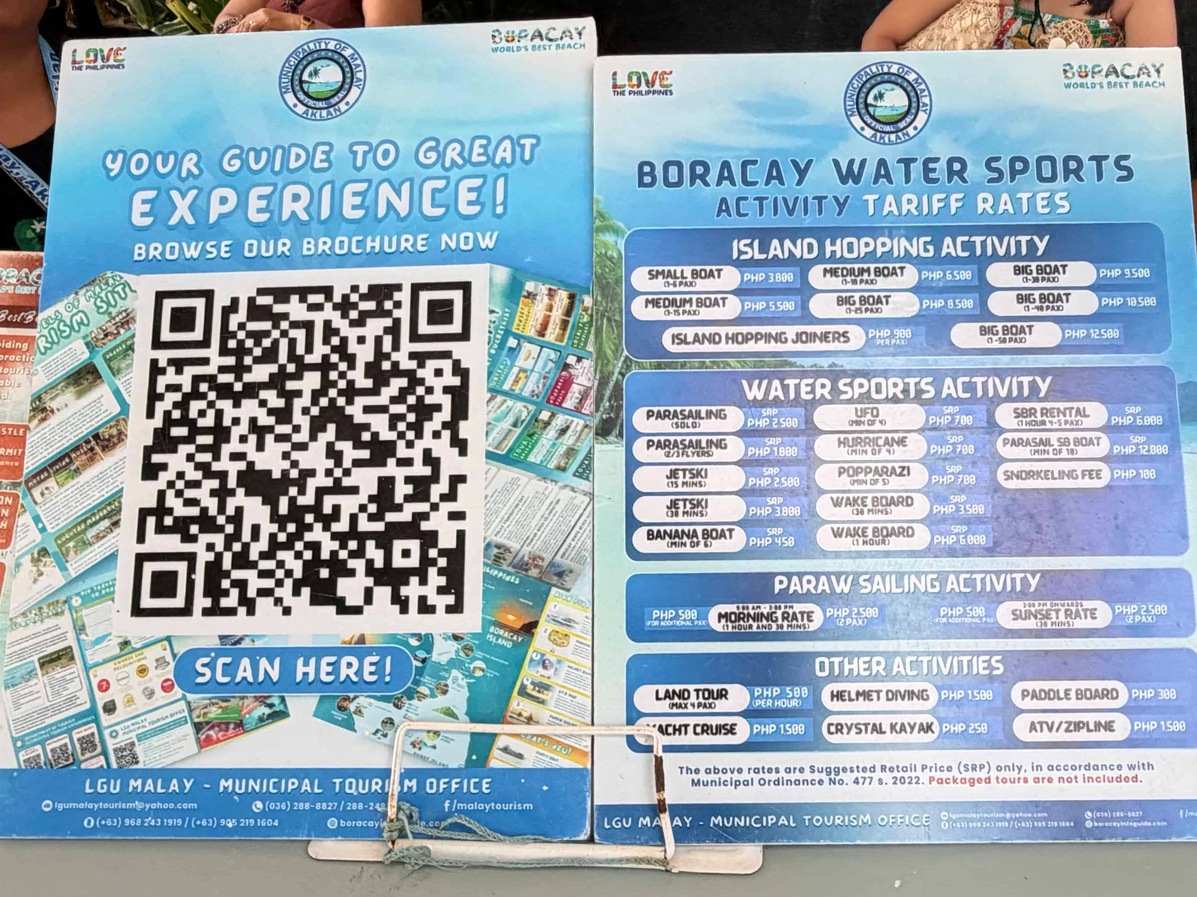 Boracay water sports activity rates