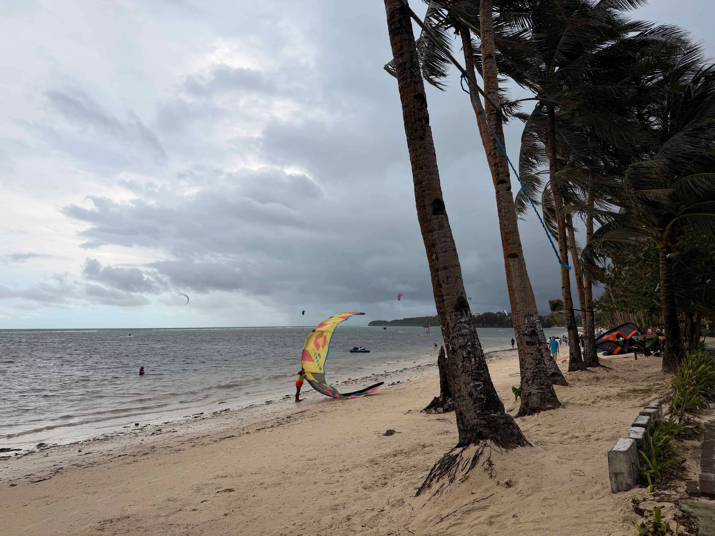 Person preparing kite on beach