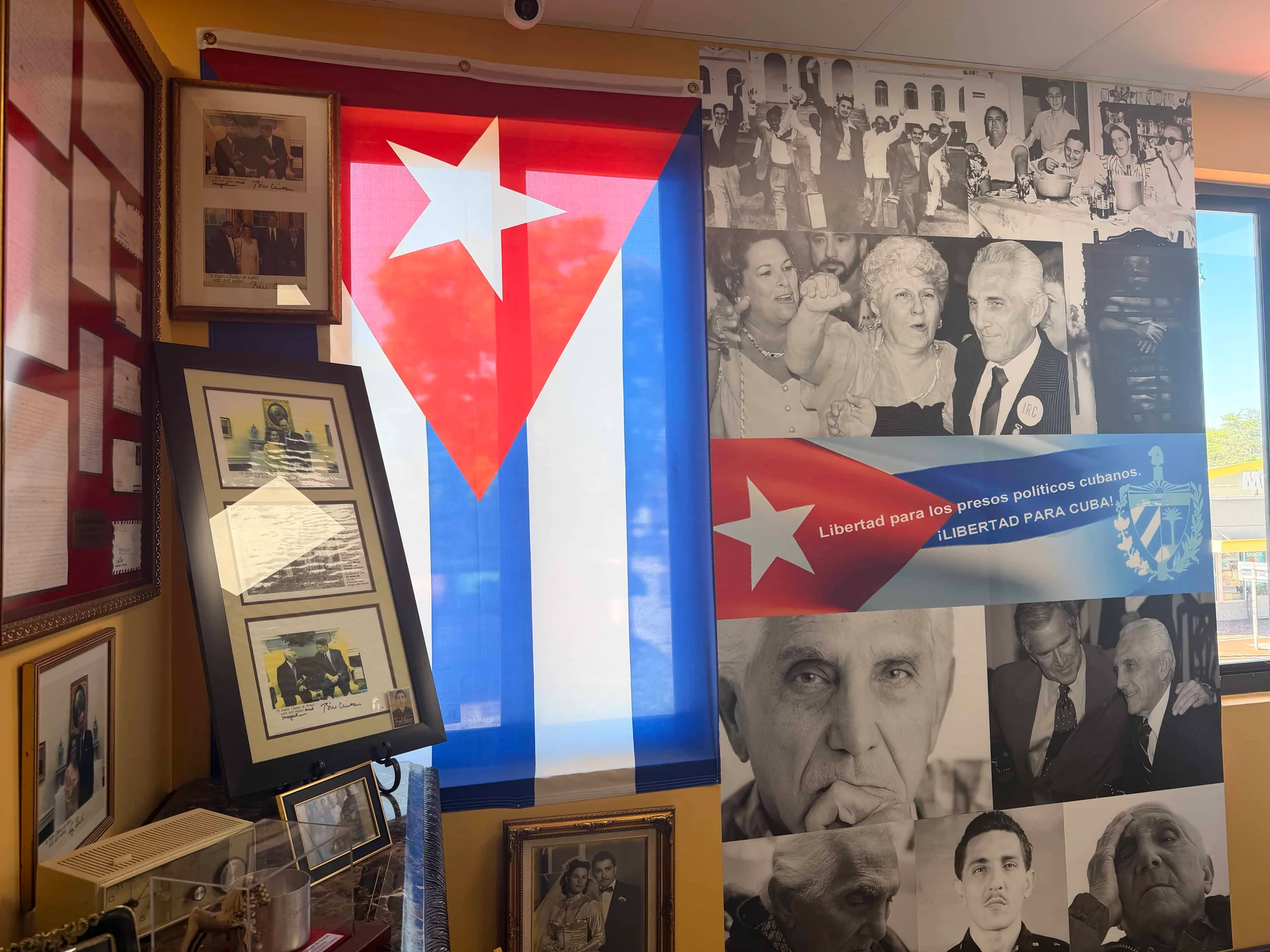 Cuban flag and political posters