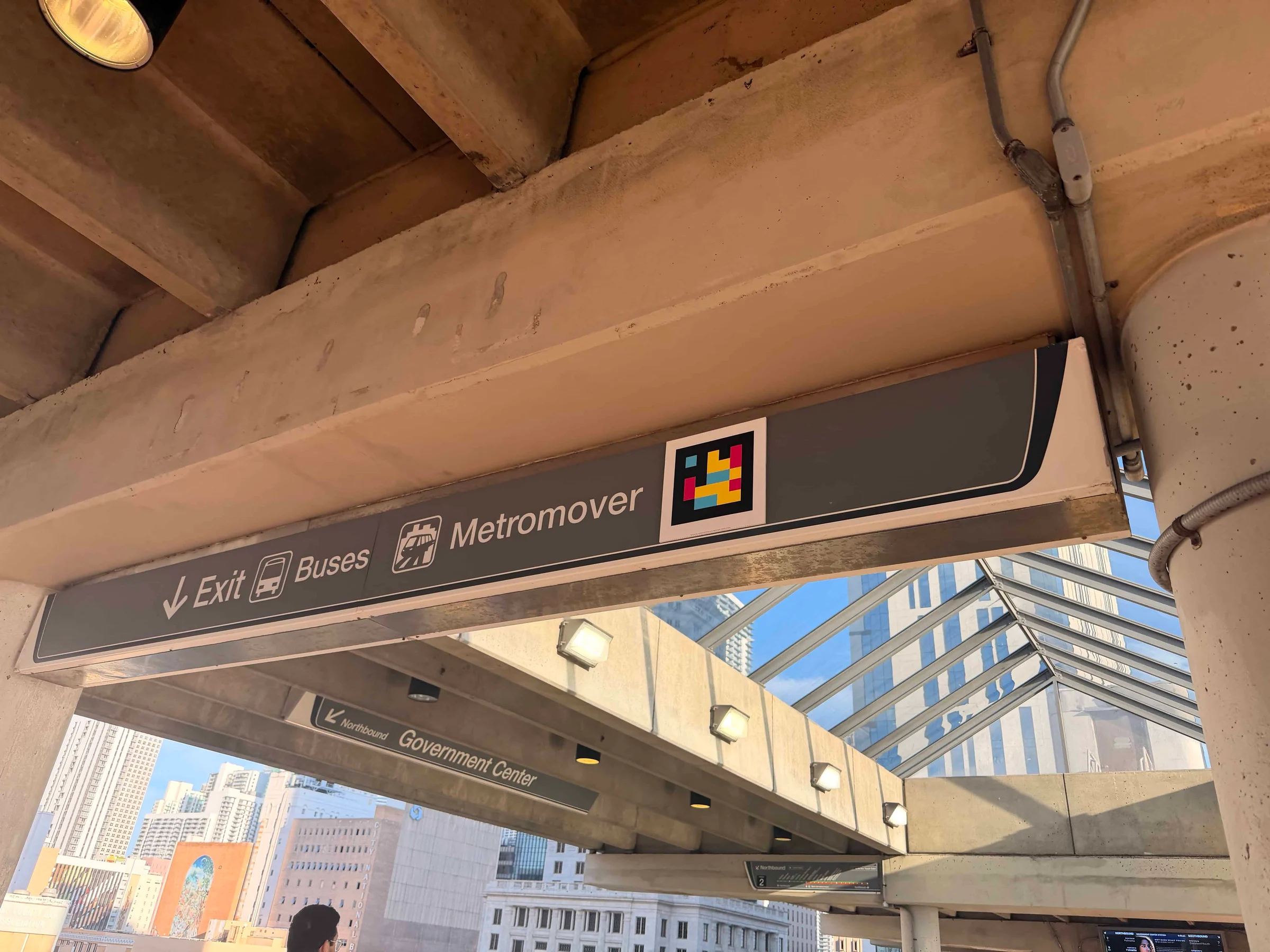 Metromover station exit and buses