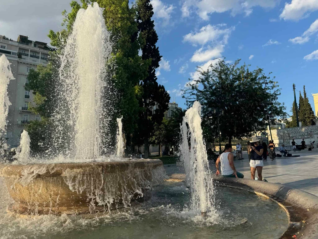 Celebrity Xcel Med — fountain, sky, cloudy
