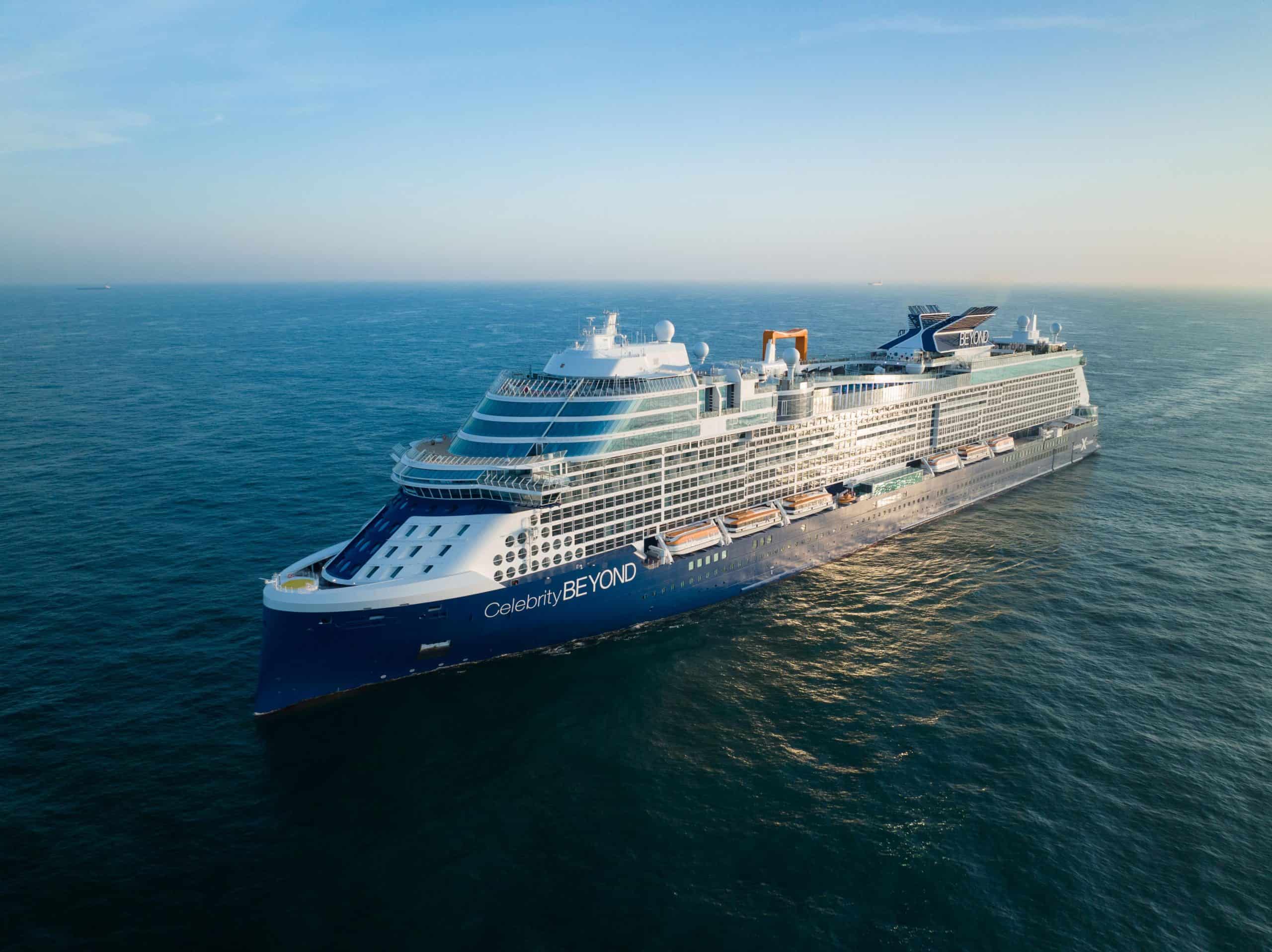 Luxury cruise ship Celebrity BEYOND sailing on calm ocean waters.