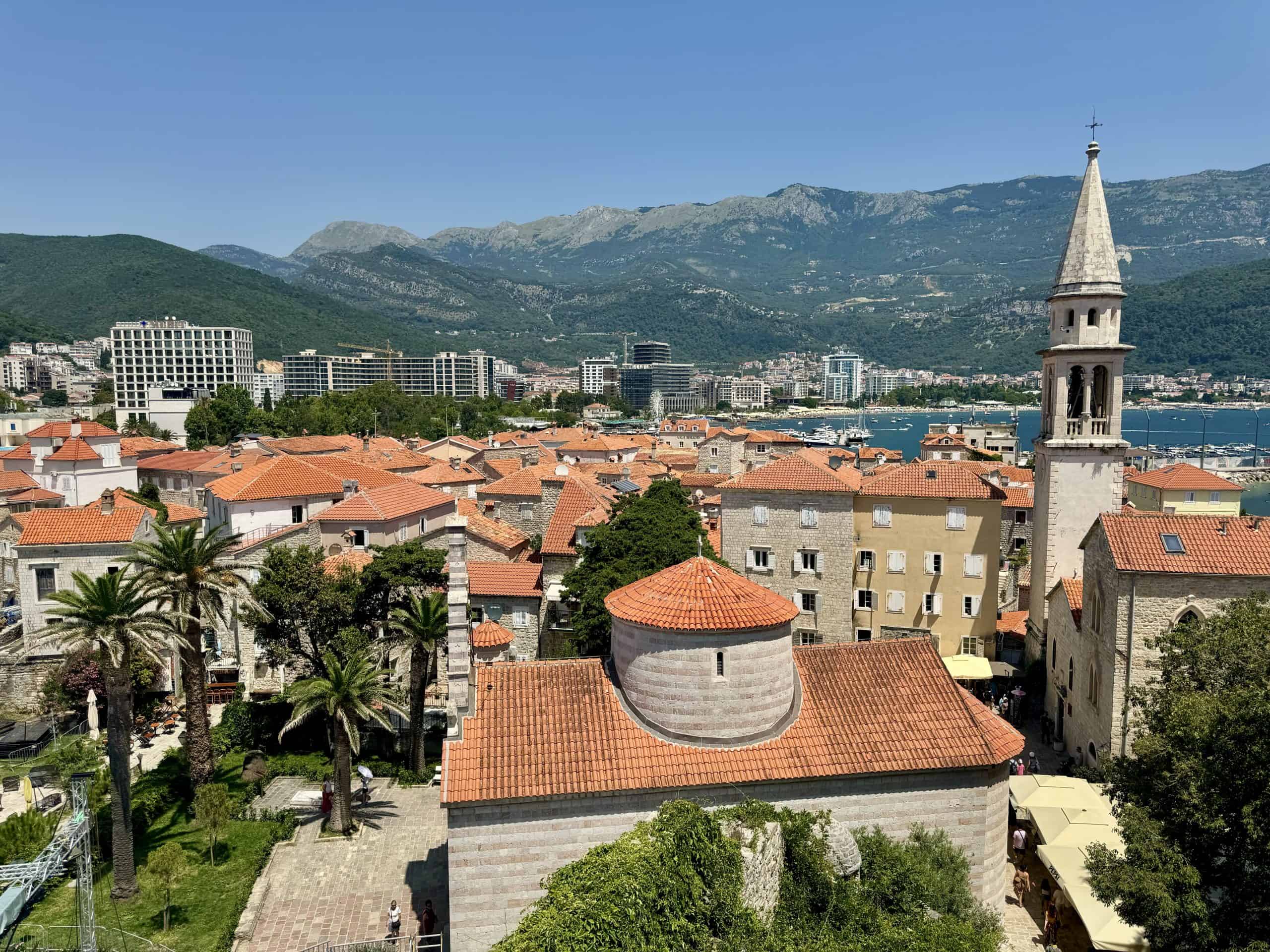 Kotor old town with mountains