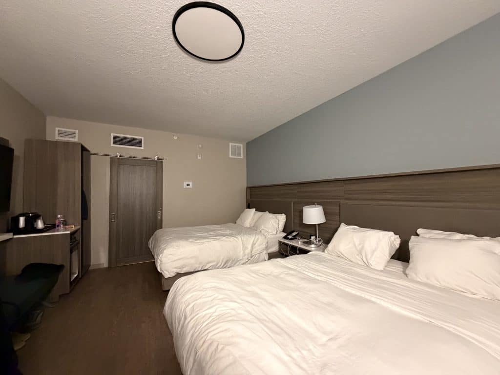 Hotel room with two beds