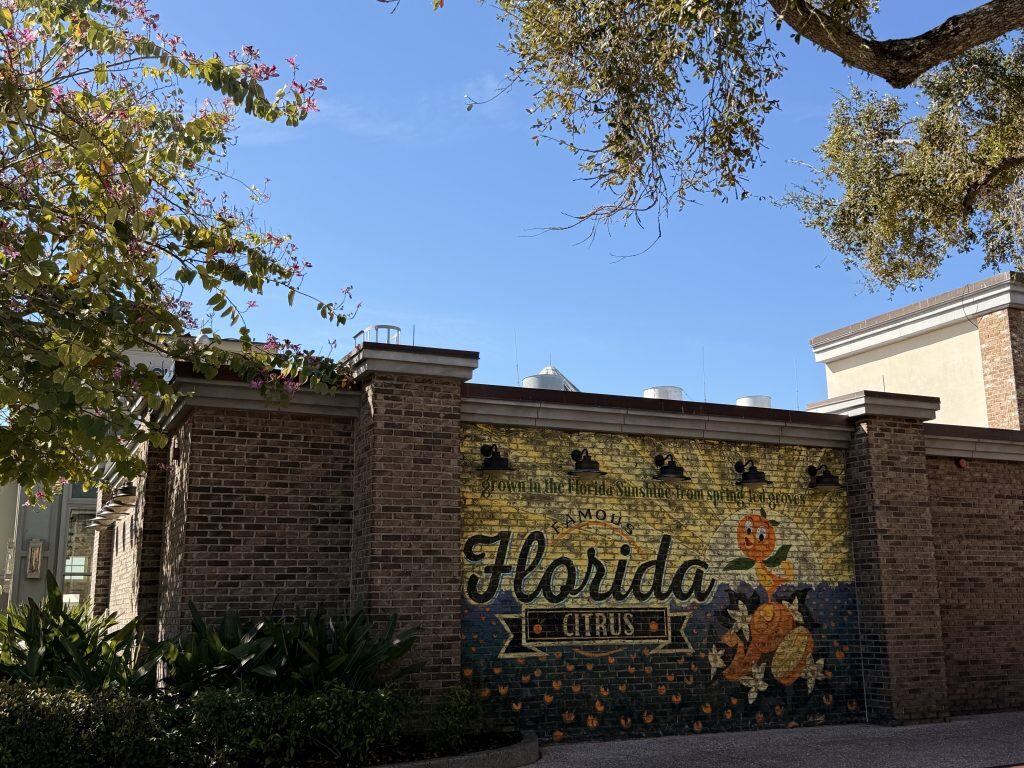 Florida citrus mural on brick wall