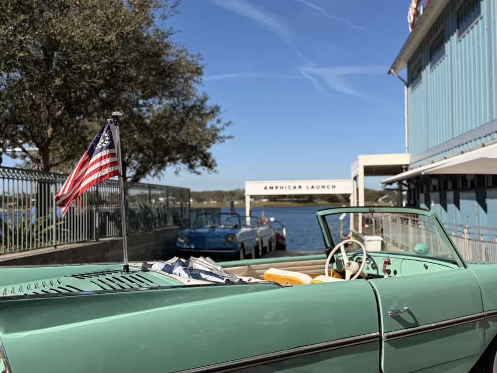 Mint green amphibious convertible car