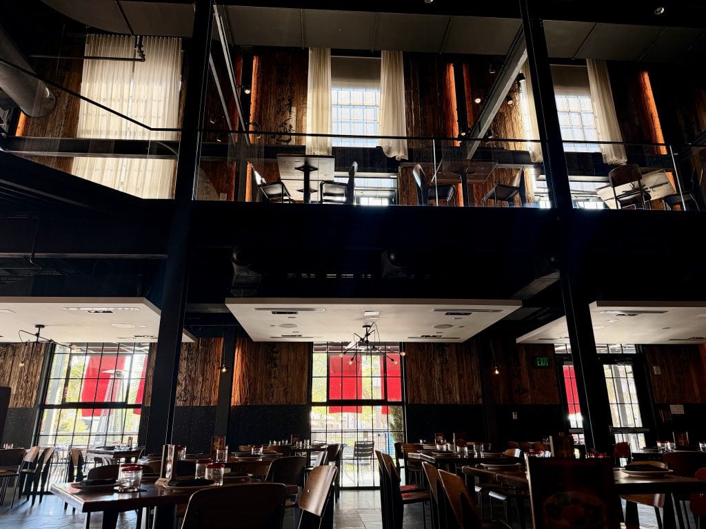Two storey wooden interior restaurant