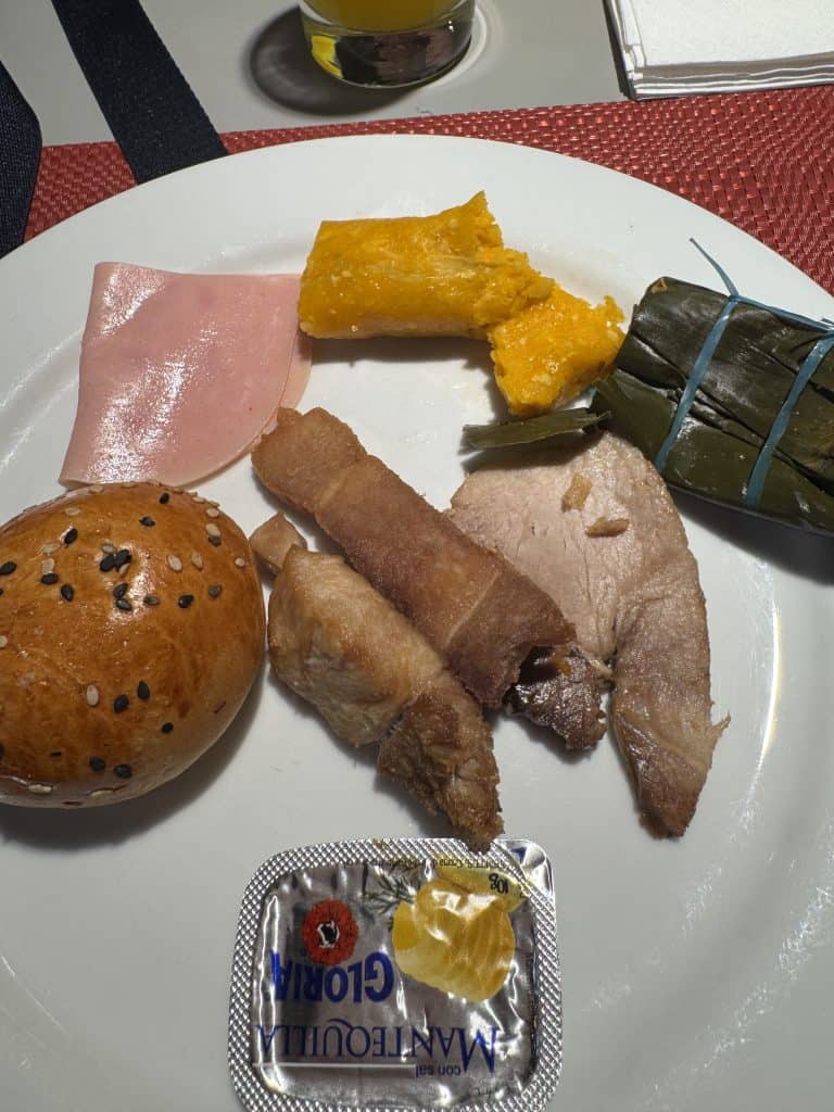 Breakfast plate with assorted foods