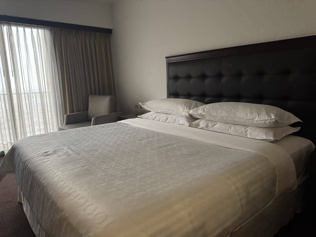 Hotel room with large bed
