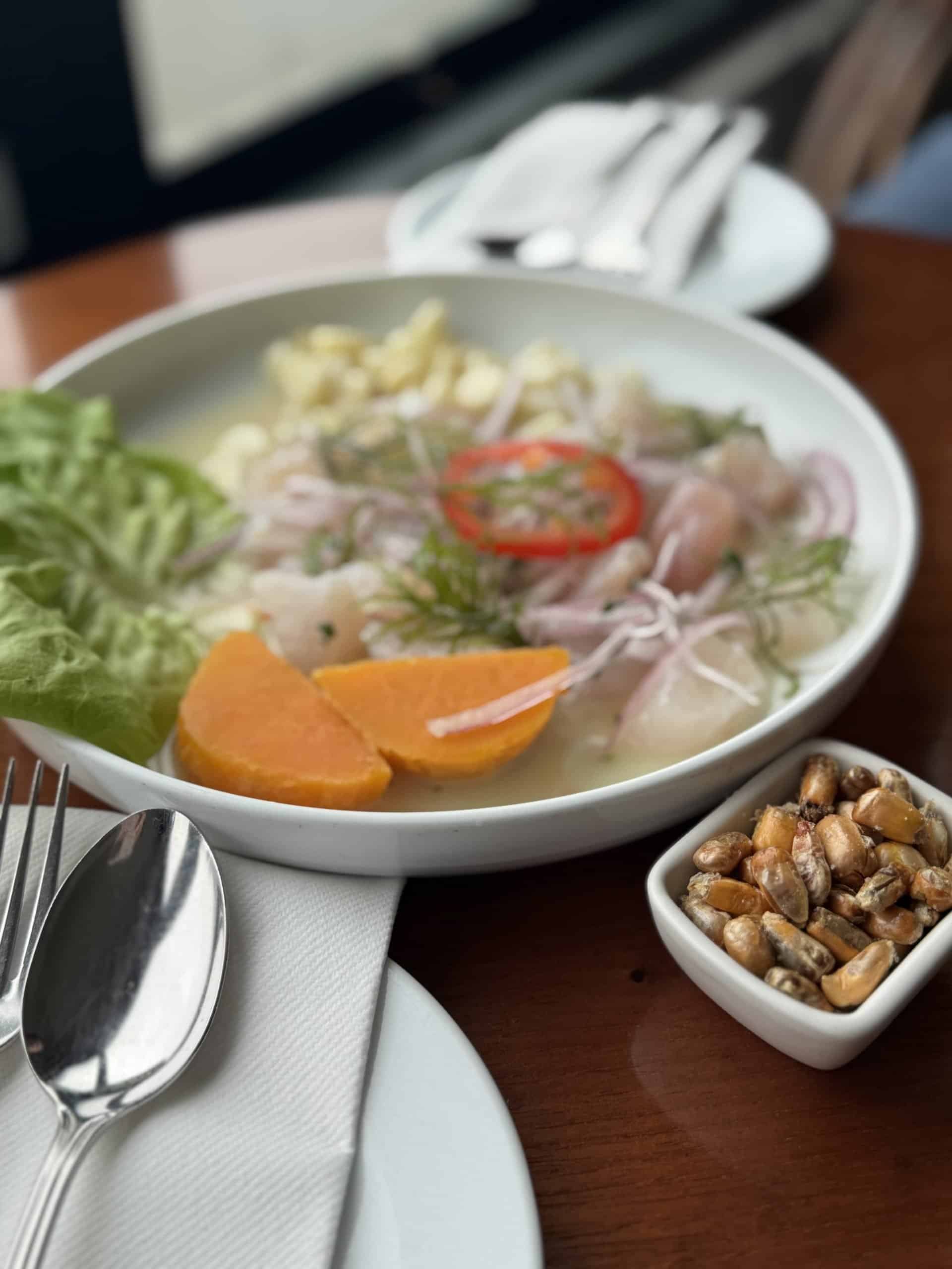 Peruvian ceviche with sweet potato