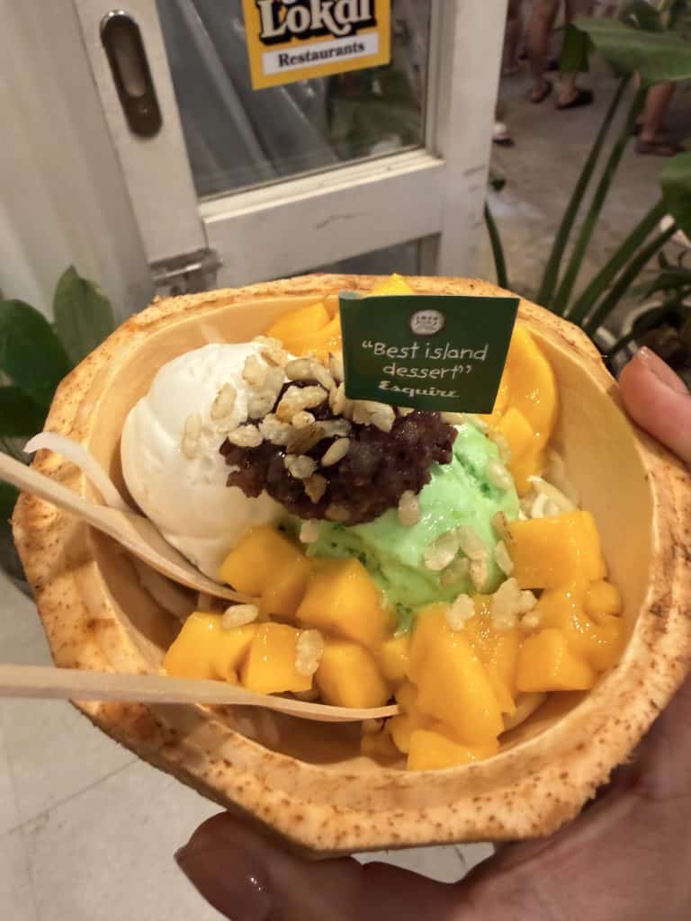 Coconut bowl with ice cream