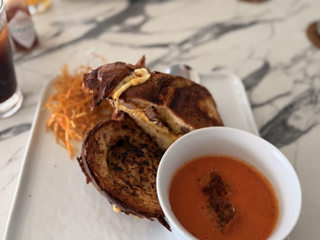 Grilled cheese sandwich with tomato soup