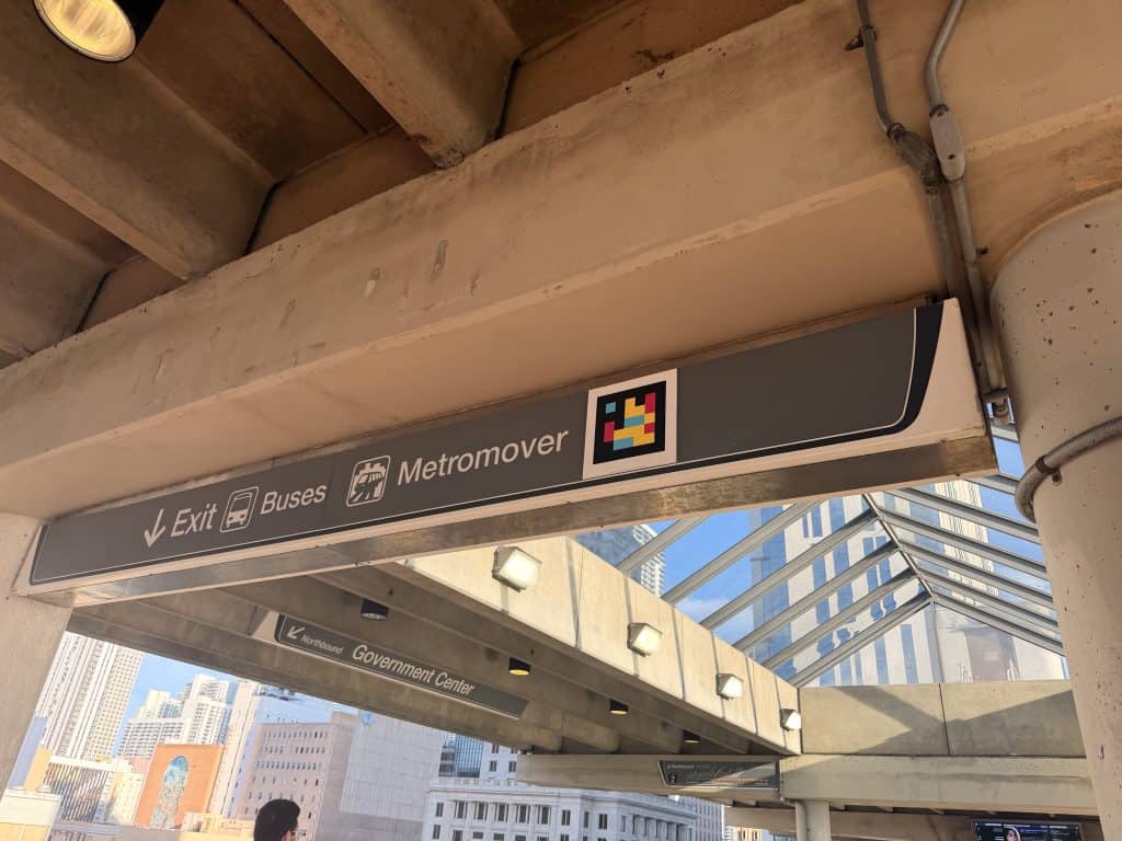 Metromover station exit and buses