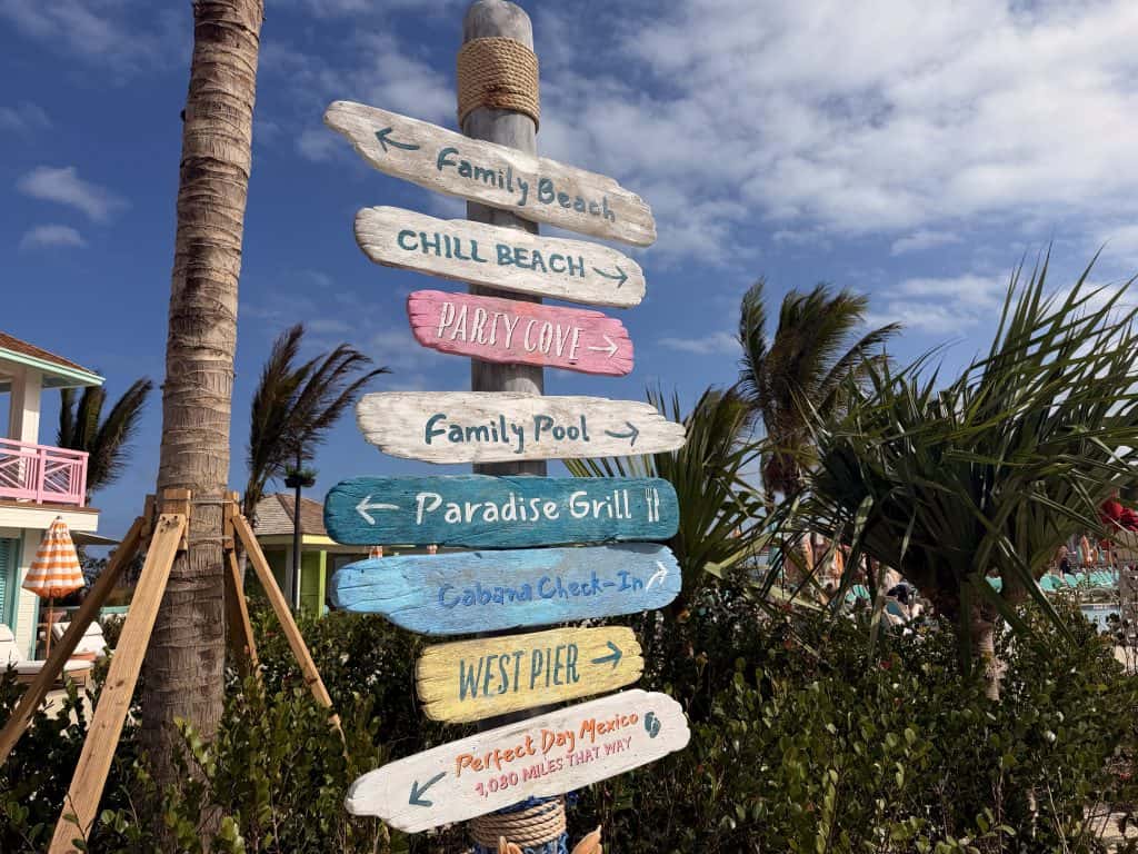 Wooden signpost with destination directions