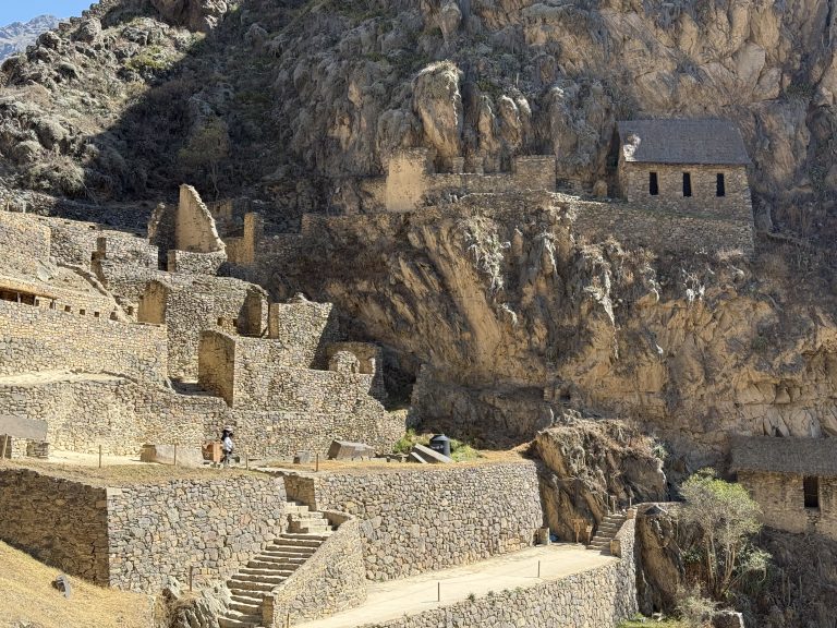 Ancient stone ruins on mountainside