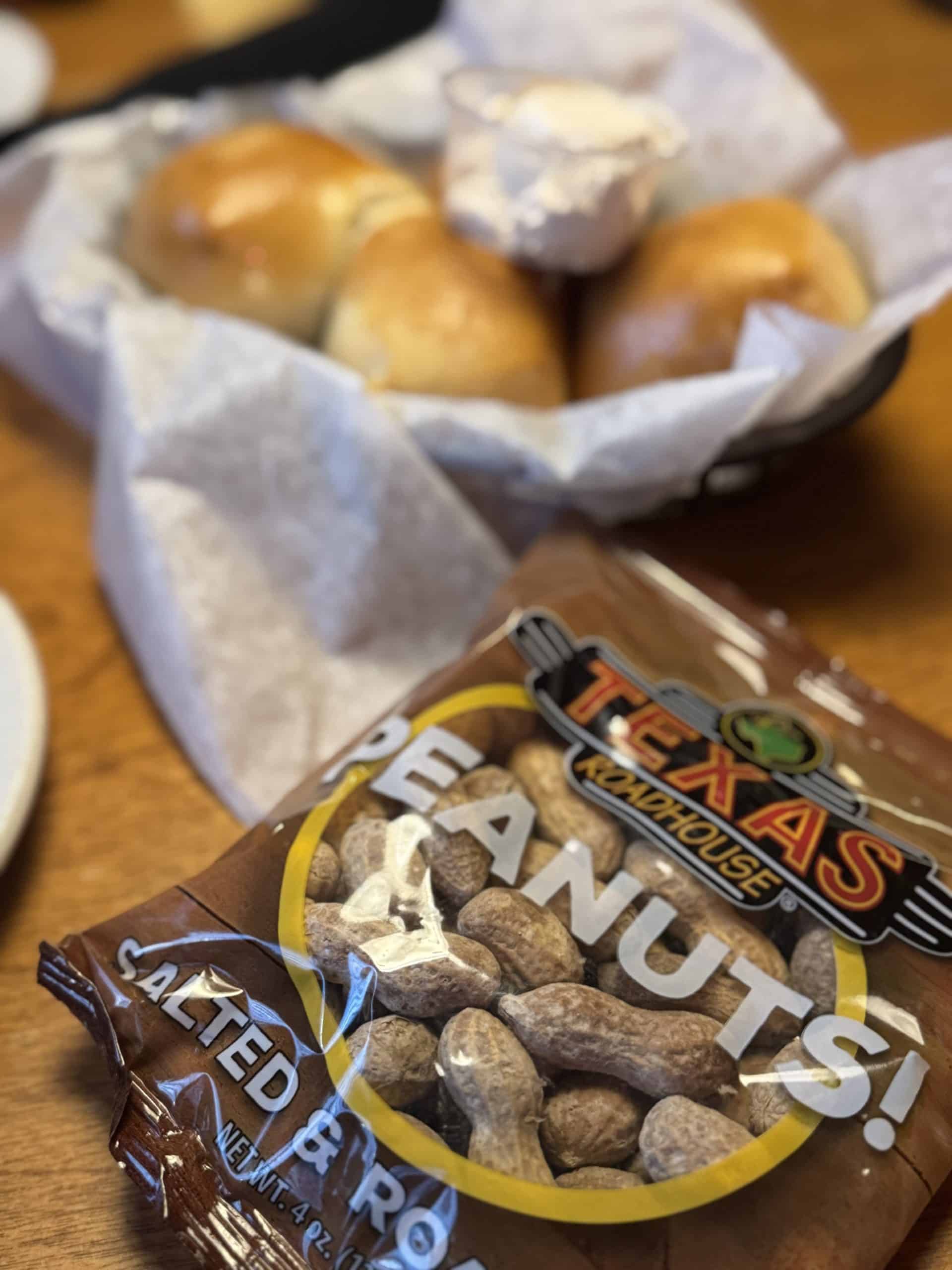Basket of peanuts and pretzels