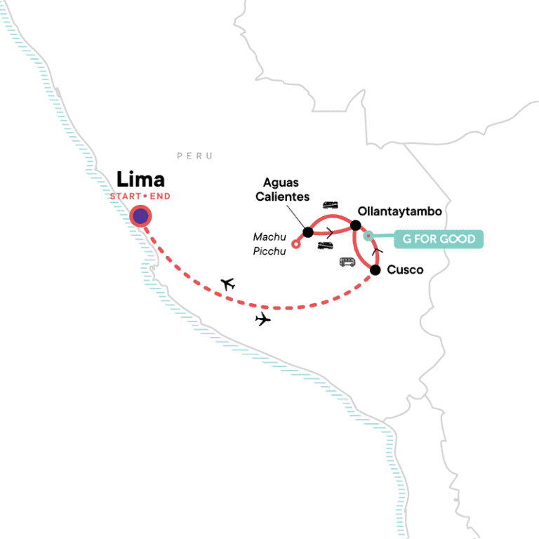 Route map — Peru Sacred Valley & Machu Picchu
