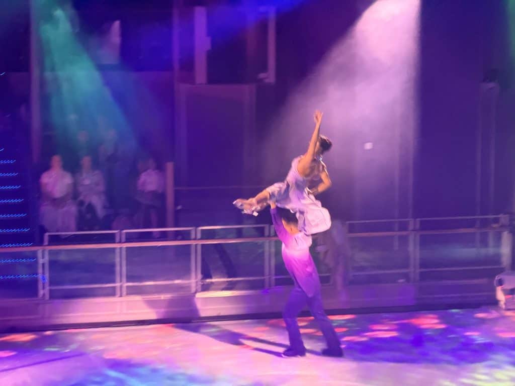 Acrobats performing aerial dance routine