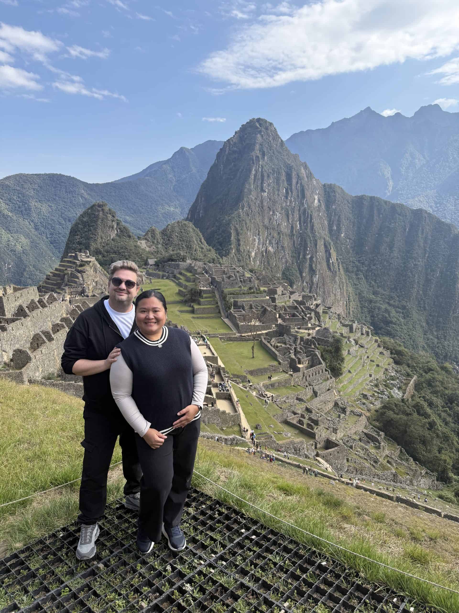 Couple posing at Machu Picchu